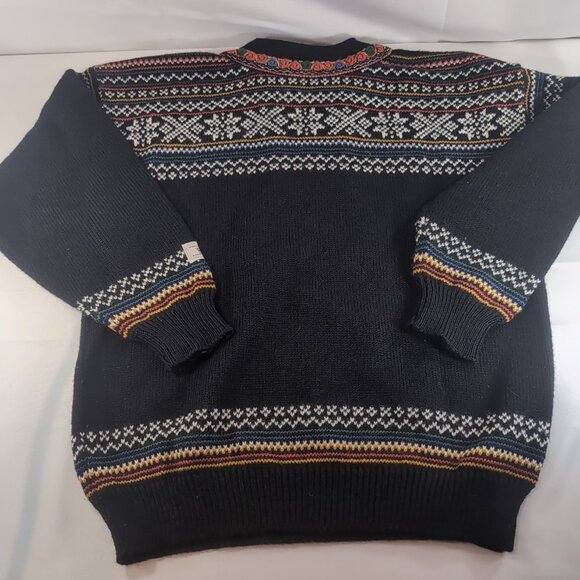 Dale of Norway 1/4 Clasp Norway Nordic L Wool Sweater Long Black Multi Fair Isle - Picture 13 of 16